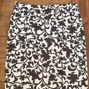 J Crew Women's Skirt Size 8‎ Ivory/Gray Print A Line  Knee Length-EUC
